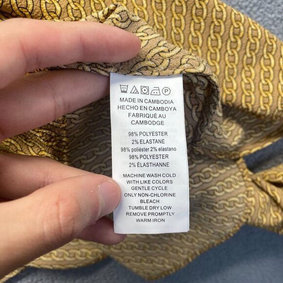 Michael by Michael Kors Dark Camel Chain Blouse Women's Sz XL Bow-ties‎ Sleeves - Picture 8 of 10